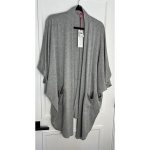 HB by Hale Bob Lounge Oversized Jacket Womens Medium Gray Open Front Pockets New